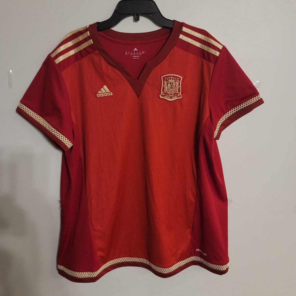 Women's preowned Adidas Spain 2015 World Cup Home Soccer Jersey Size XL